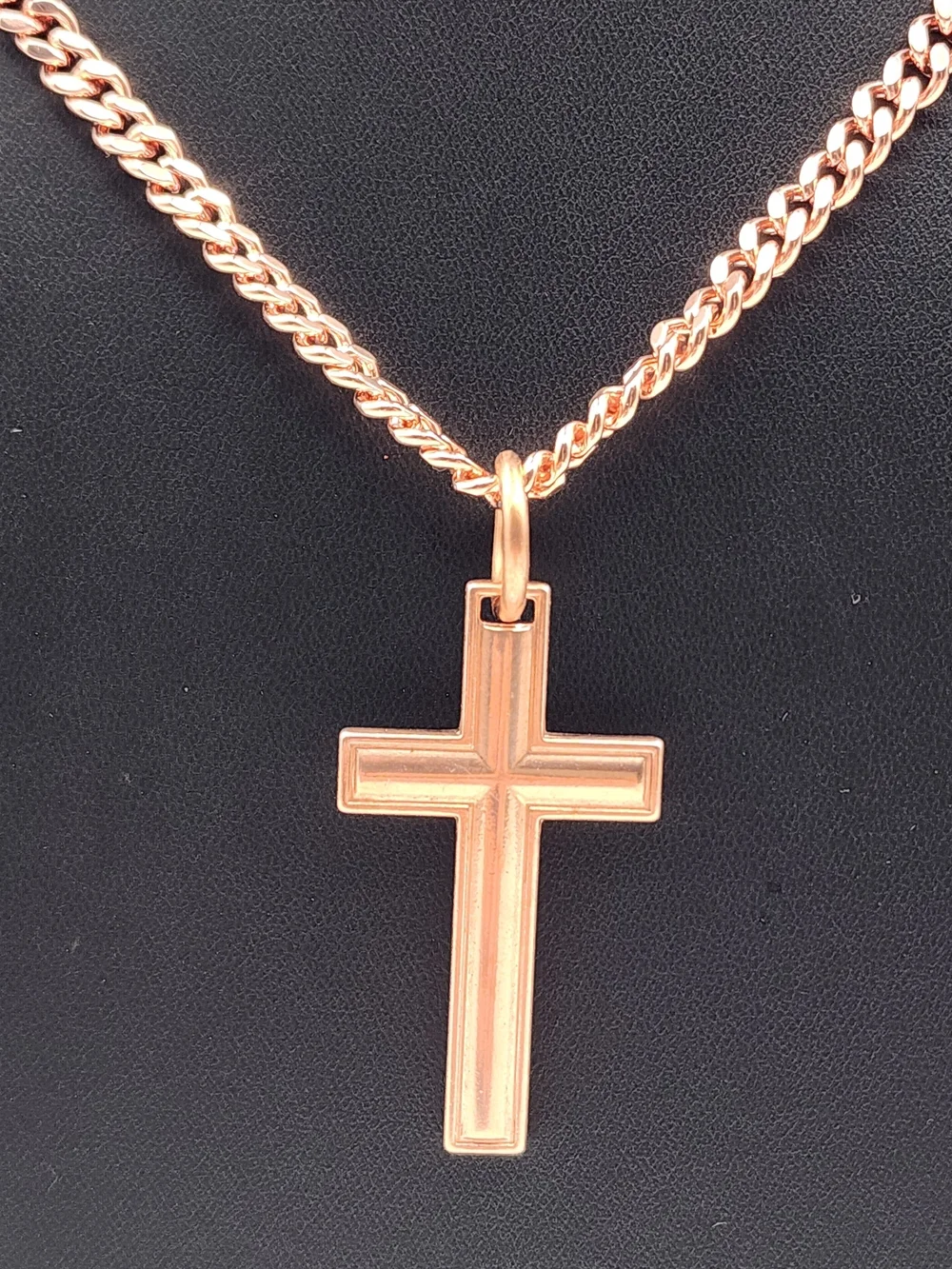 Pure Copper Cross Necklace 5mm Cuban Link Chain – 20
